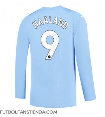 Manchester City Erling Haaland #9 Primera Equipación 2023-24 Manga Larga